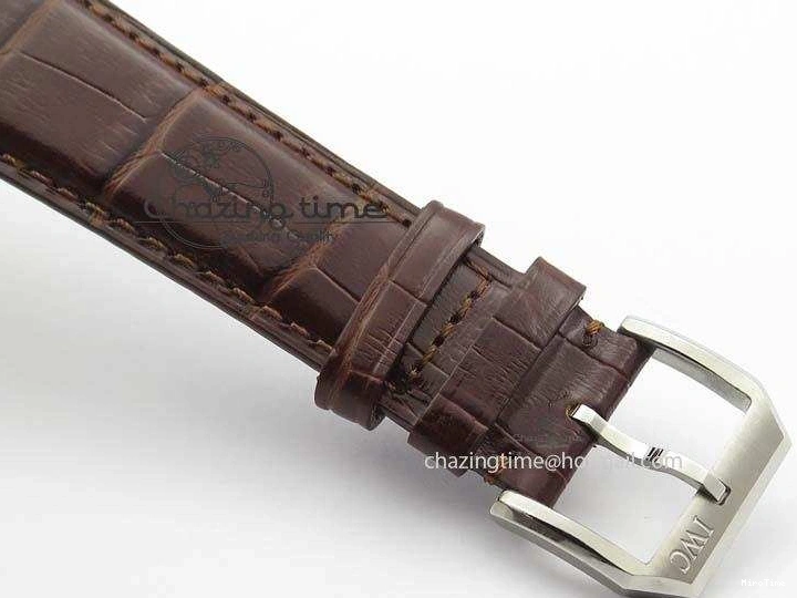 MIROTIME 0507 Sustainable Portuguese IW5444 SS White Dial RG Numbers On Brown Leather Strap A 7256